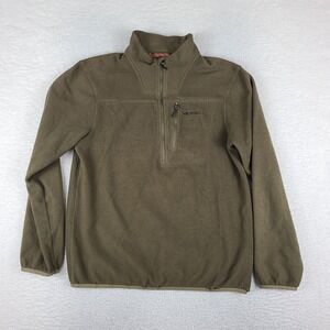 Merrell Sweater Mens Small Tan Brown Fleece Quarter‎ Zip 100% Polyester *